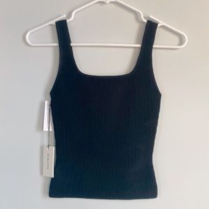 Babaton black ribbed cropped tank